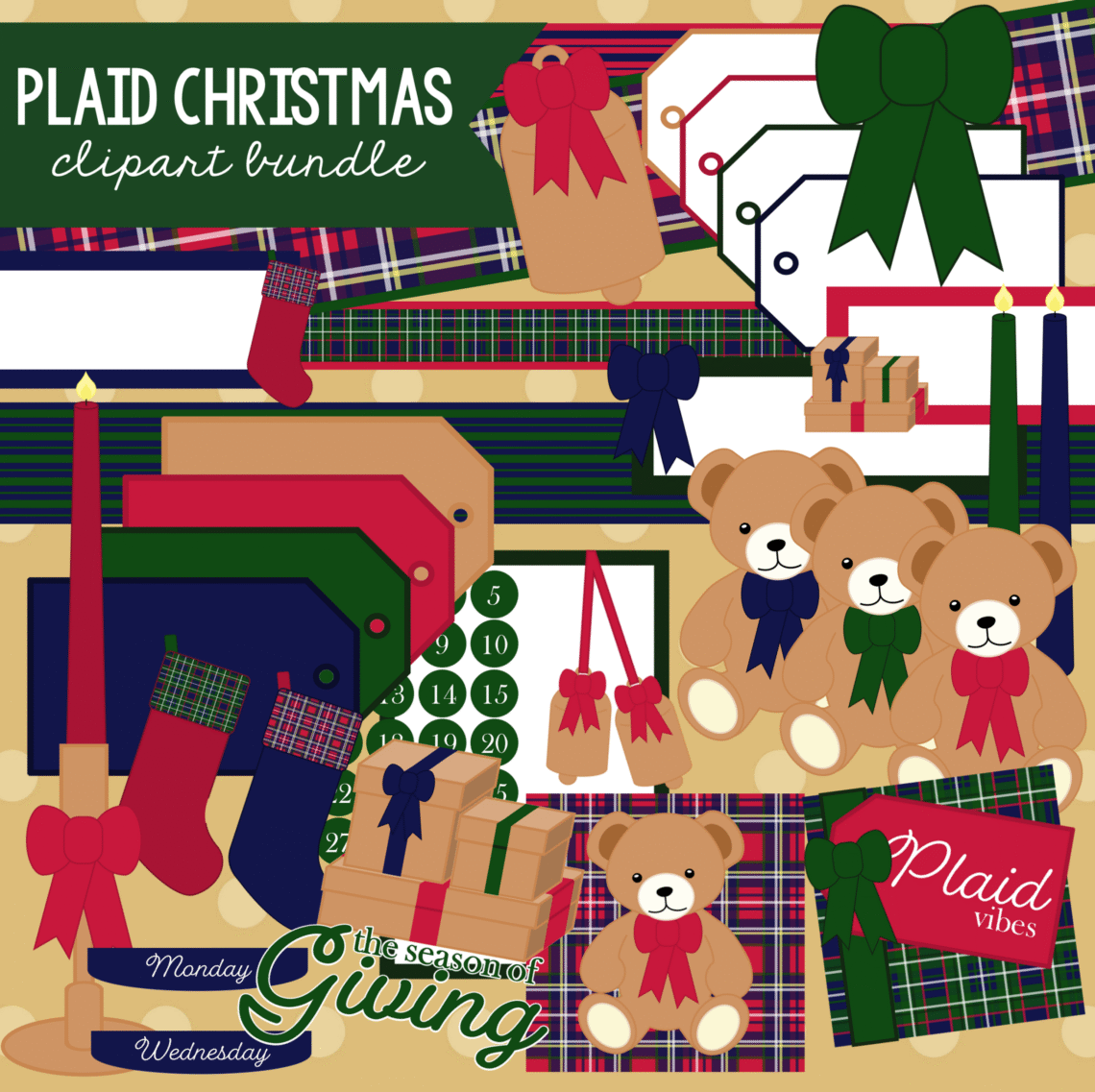 Plaid Christmas Clipart